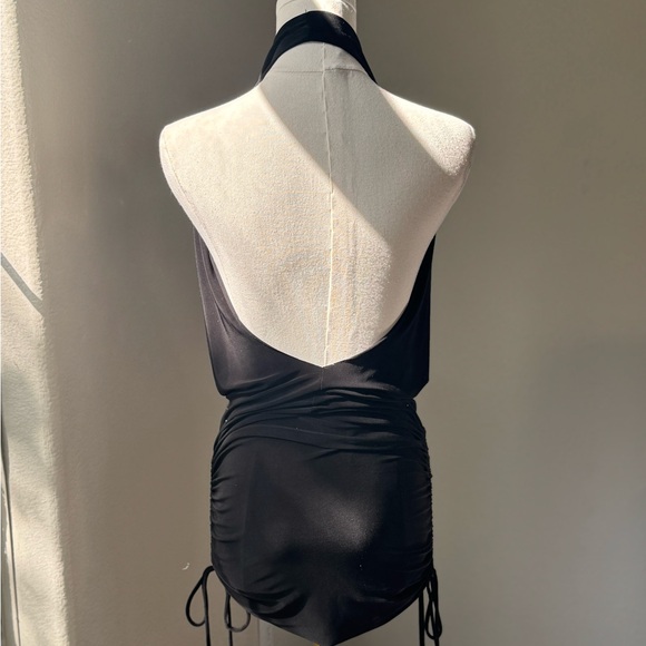 Y2K Baddie, Black Halter Extra mini, mini dress! Silver beading. By Icon size M - Picture 5 of 9